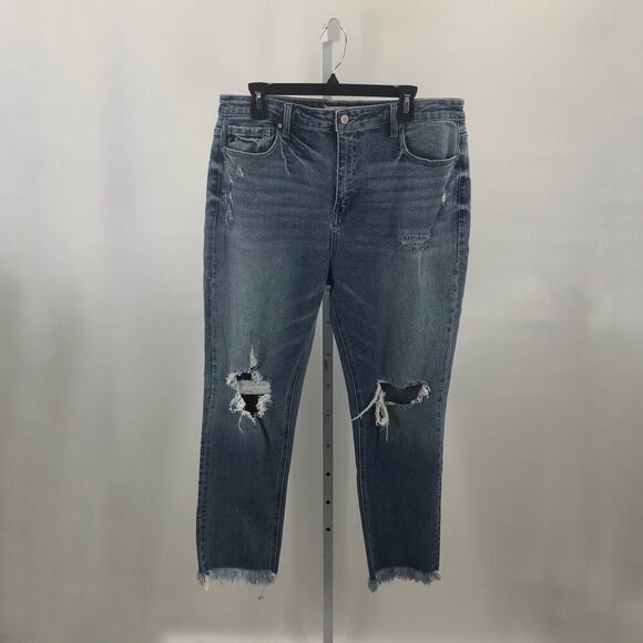 KANCAN Blue Vintage High Rise Distressed Slim Straight Ankle Jeans - Picture 3 of 12